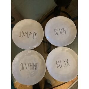 4 Rae Dunn Melamine Dinner Plates Summer Sunshine Beach Relax 10”